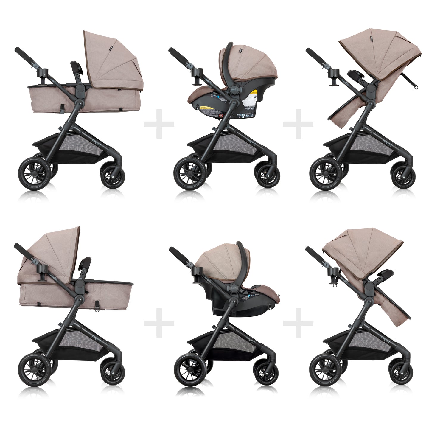 Evenflo - Pivot Modular Travel System with LiteMax Infant Car Seat - Desert Tan